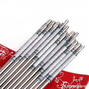 UUAT Patterns Stainless Steel Dinner Chopsticks Blue and White Porcelain 5 Pairs - B01879EXVM